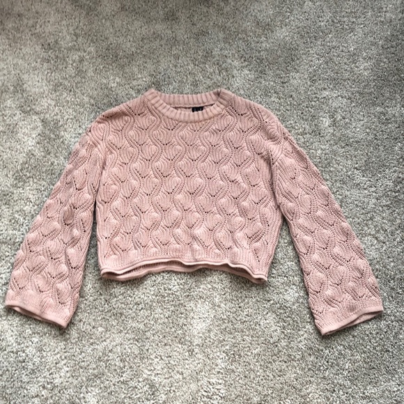 Knit Cropped Bell Sleeve Sweater - Picture 6 of 8